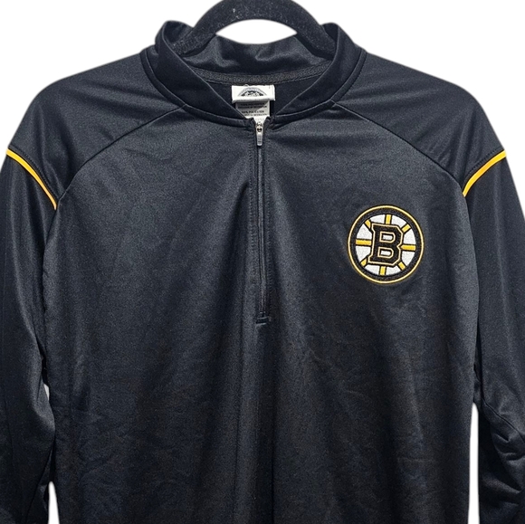 Men's Boston Bruins Antigua Black Glacier Quarter-Zip Pullover Jacket Size Large - Picture 3 of 7